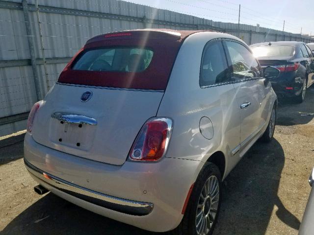 3C3CFFER2CT335634 - 2012 FIAT 500 LOUNGE WHITE photo 4