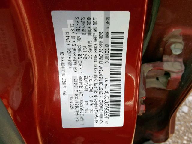 JM3TB38A090172104 - 2009 MAZDA CX-9 RED photo 10