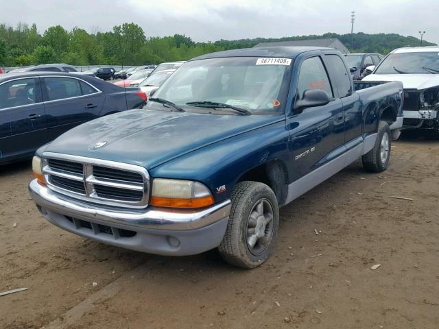 1B7GL22X4XS205945 - 1999 DODGE DAKOTA GREEN photo 2