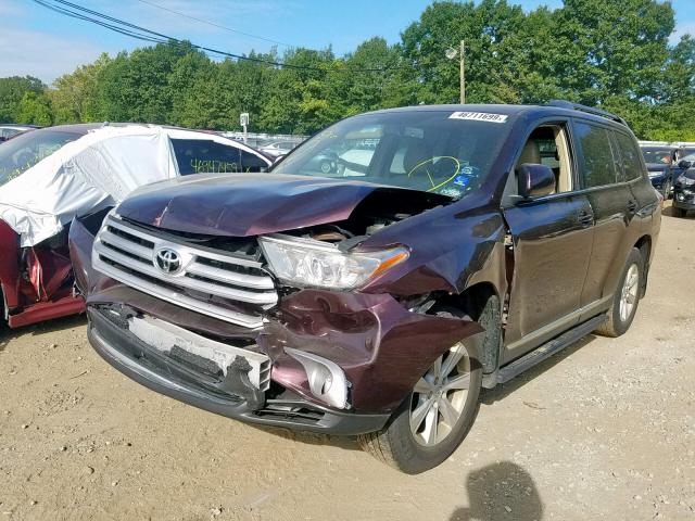 5TDBK3EH5DS243762 - 2013 TOYOTA HIGHLANDER MAROON photo 2