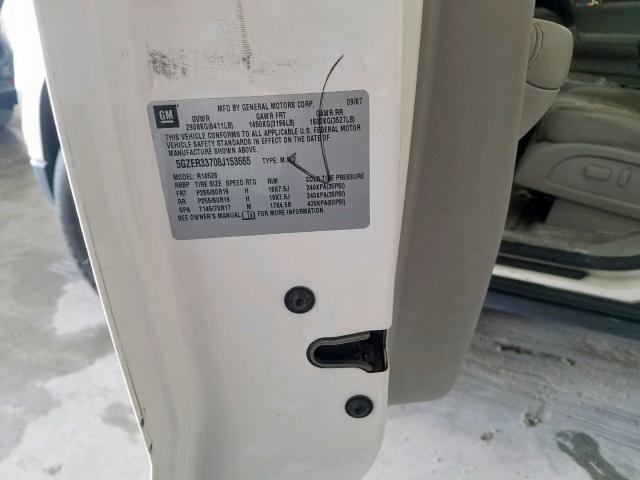 5GZER33708J153665 - 2008 SATURN OUTLOOK XR თეთრი ფოტო 10