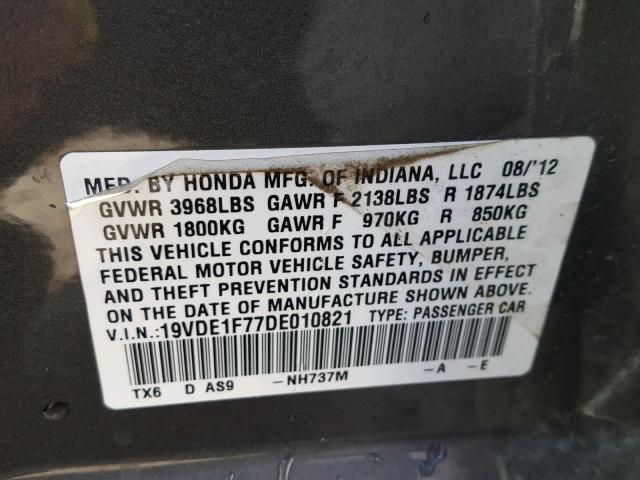 19VDE1F77DE010821 - 2013 ACURA ILX 20 TEC GRAY photo 10