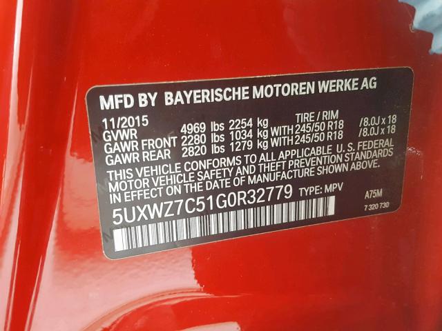 5UXWZ7C51G0R32779 - 2016 BMW X3 SDRIVE2 RED photo 10