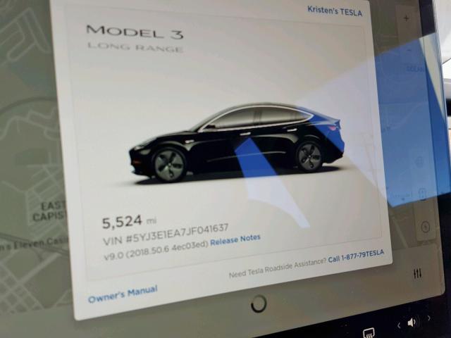 5YJ3E1EA7JF041637 - 2018 TESLA MODEL 3 BLACK photo 8