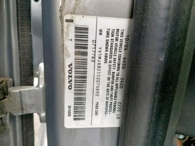 YV1MJ682552076892 - 2005 VOLVO V50 T5 GRAY photo 10