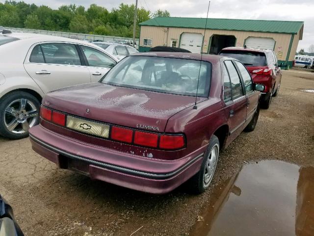 2G1WL54T1P9144359 - 1993 CHEVROLET LUMINA MAROON photo 4