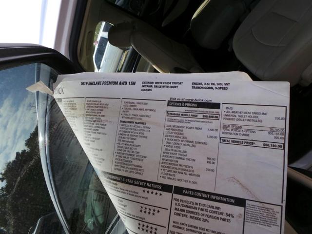5GAEVBKWXKJ101372 - 2019 BUICK ENCLAVE PR WHITE photo 10