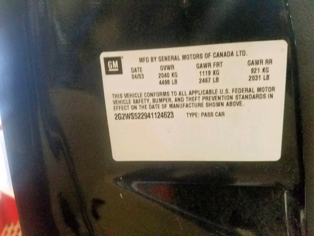 2G2WS522941124623 - 2004 PONTIAC GRAND PRIX BLACK photo 10