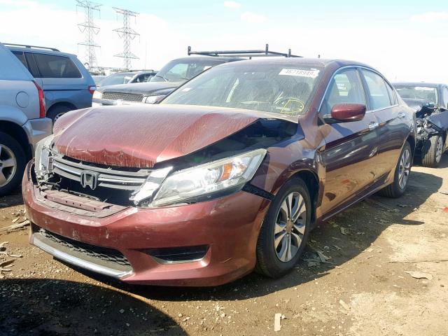 1HGCR2F33DA107321 - 2013 HONDA ACCORD LX MAROON photo 2