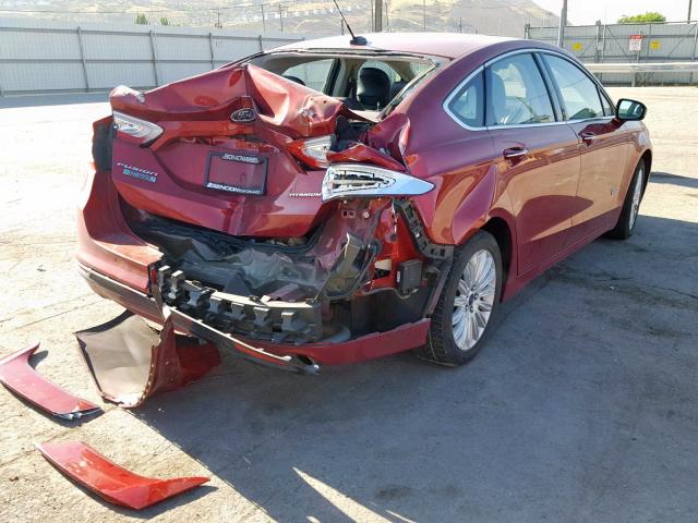 3FA6P0SU8DR310026 - 2013 FORD FUSION TIT RED photo 4