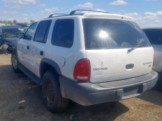 1D4HS38NX3F521567 - 2003 DODGE DURANGO SP WHITE photo 3