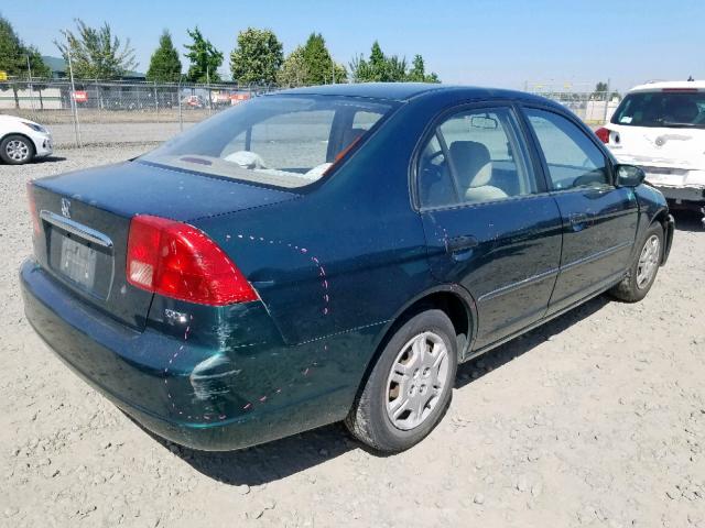 JHMES16211S010751 - 2001 HONDA CIVIC DX GREEN photo 4