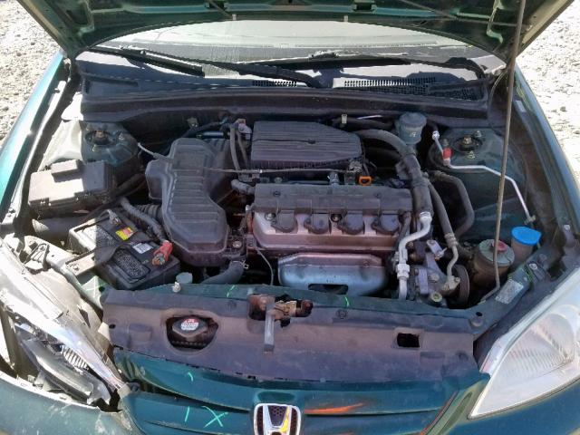 JHMES16211S010751 - 2001 HONDA CIVIC DX GREEN photo 7