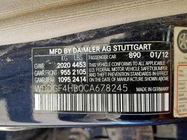 WDDGF4HB0CA678245 - 2012 MERCEDES-BENZ C 250 BLUE photo 10