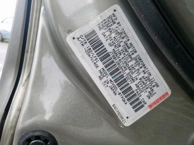 JT8BF28G8X0172077 - 1999 LEXUS ES 300 GRAY photo 10