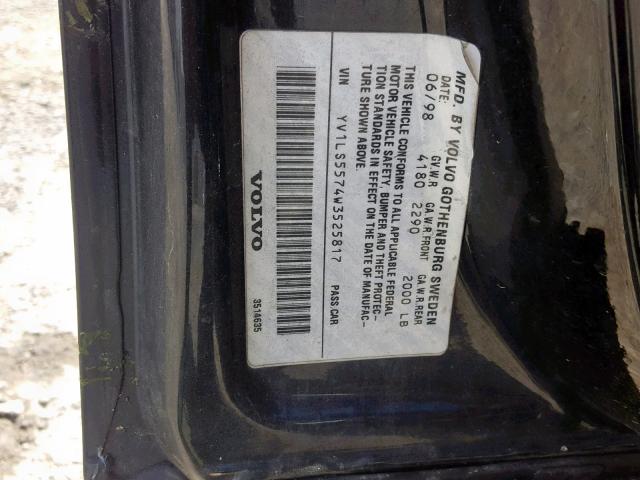 YV1LS5574W3525817 - 1998 VOLVO S70 BLACK photo 10