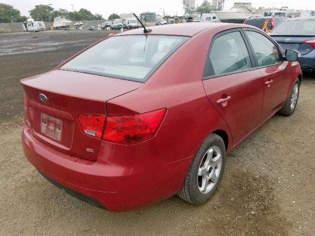 KNAFU4A27A5237415 - 2010 KIA FORTE EX BURGUNDY photo 4