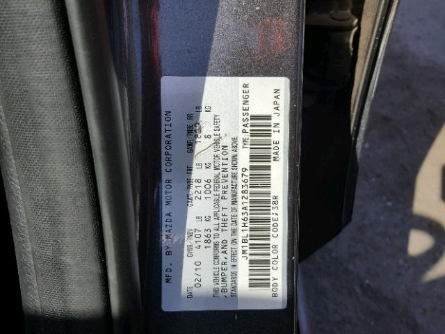 JM1BL1H63A1283679 - 2010 MAZDA 3 S GRAY photo 10