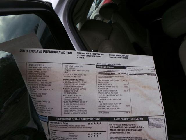 5GAEVBKW3KJ128493 - 2019 BUICK ENCLAVE PR WHITE photo 10