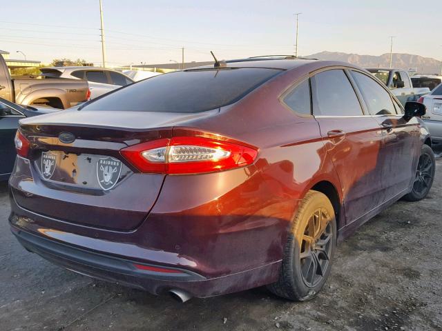 3FA6P0HR5DR291857 - 2013 FORD FUSION SE BURGUNDY photo 4