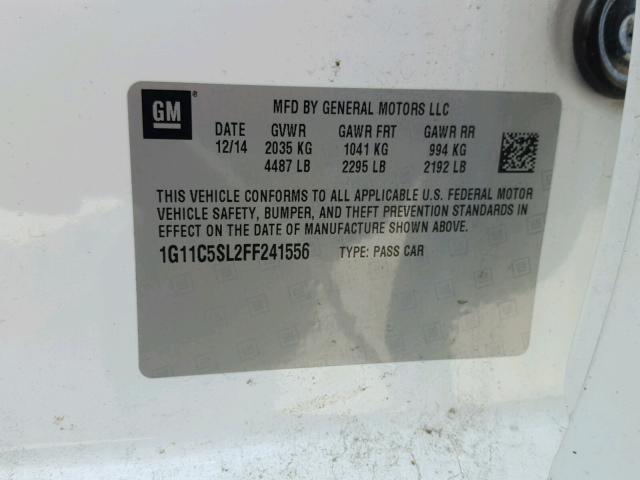 1G11C5SL2FF241556 - 2015 CHEVROLET MALIBU 1LT WHITE photo 10