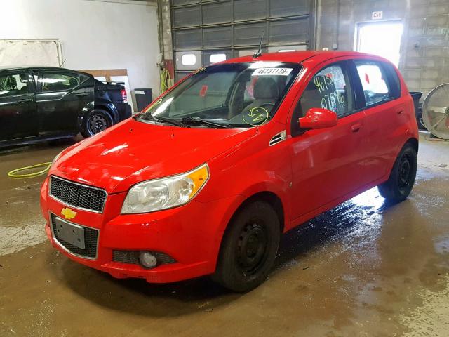 KL1TD66E39B625962 - 2009 CHEVROLET AVEO LS RED photo 2