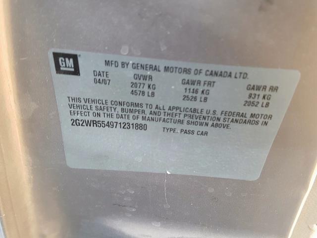 2G2WR554971231880 - 2007 PONTIAC GRAND PRIX BROWN photo 10