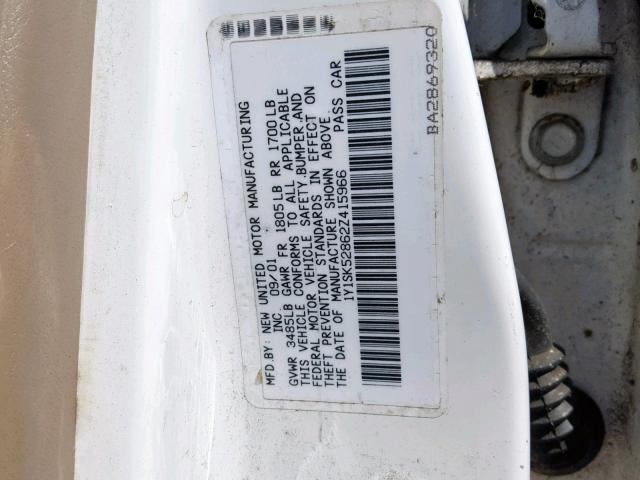 1Y1SK52862Z415966 - 2002 CHEVROLET GEO PRIZM 白色 照片 10