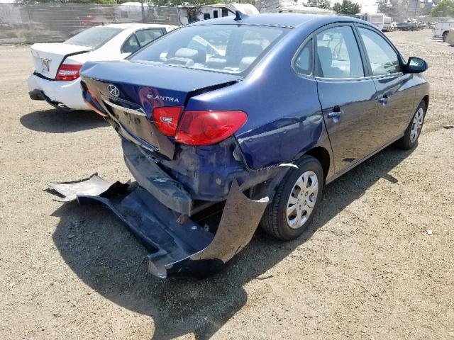 KMHDU4AD2AU194664 - 2010 HYUNDAI ELANTRA BL BLUE photo 4