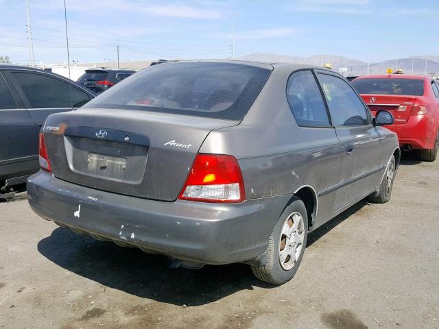 KMHCF35G82U206547 - 2002 HYUNDAI ACCENT L SILVER photo 4