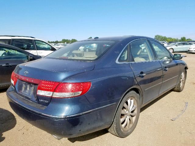 KMHFC46F58A321621 - 2008 HYUNDAI AZERA SE BLUE photo 4