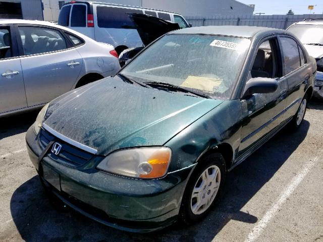 2HGES16541H504106 - 2001 HONDA CIVIC LX GREEN photo 2