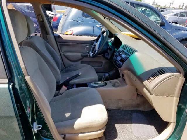 2HGES16541H504106 - 2001 HONDA CIVIC LX GREEN photo 5