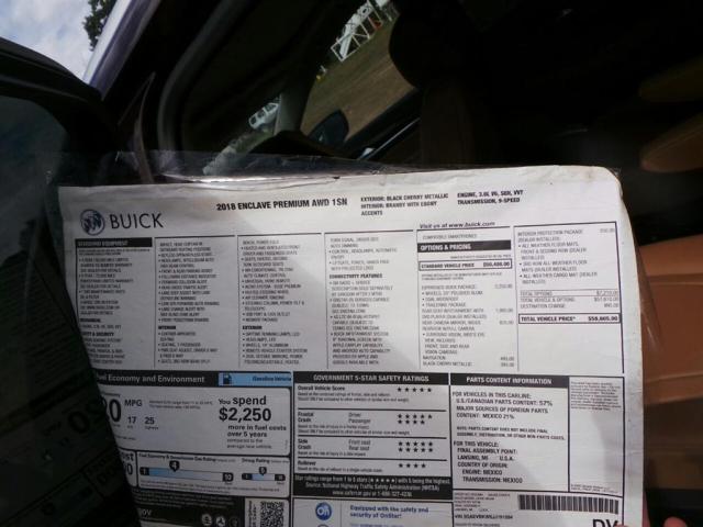 5GAEVBKW6JJ191084 - 2018 BUICK ENCLAVE PR PURPLE photo 10