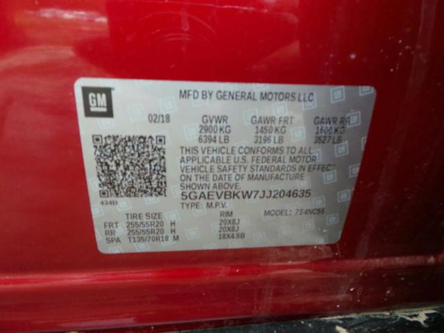 5GAEVBKW7JJ204635 - 2018 BUICK ENCLAVE PR RED photo 6