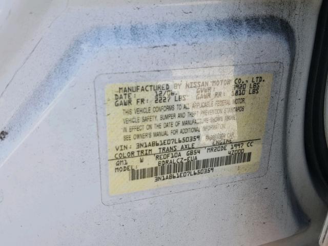 3N1AB61E07L650359 - 2007 NISSAN SENTRA 2.0 WHITE photo 10