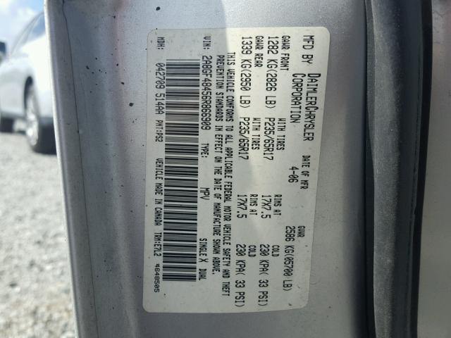 2A8GF48456R866909 - 2006 CHRYSLER PACIFICA SILVER photo 10