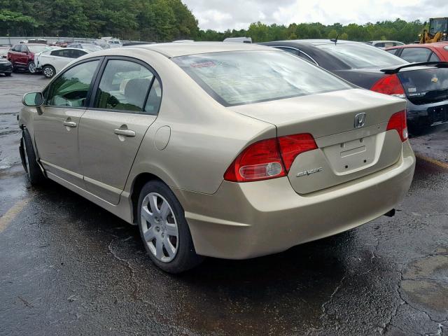 1HGFA165X7L026504 - 2007 HONDA CIVIC LX GOLD photo 3