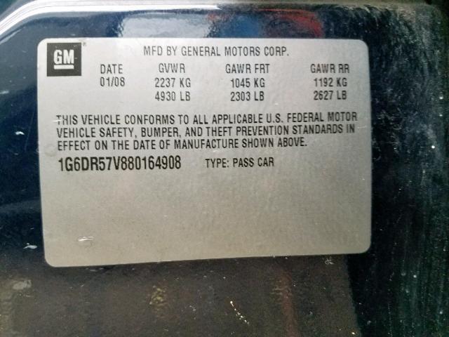 1G6DR57V880164908 - 2008 CADILLAC CTS HI FEA BLUE photo 10