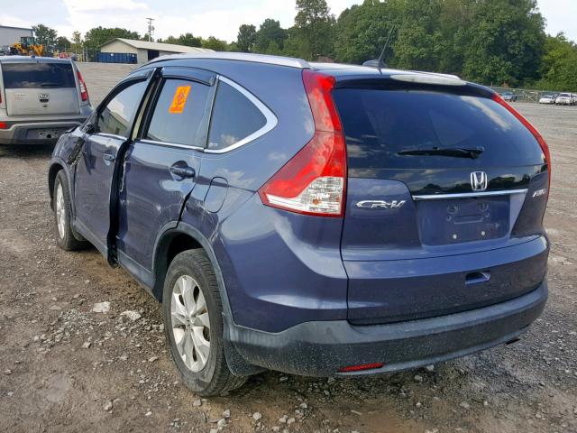 JHLRM4H78CC004324 - 2012 HONDA CR-V EXL BLUE photo 3