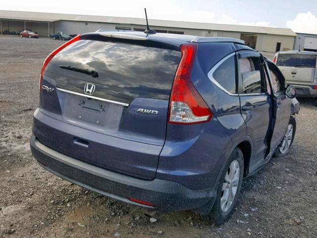 JHLRM4H78CC004324 - 2012 HONDA CR-V EXL BLUE photo 4