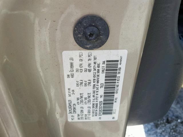 3D7KS28C25G745256 - 2005 DODGE RAM 2500 S Ոսկեգույն լուսանկար 10