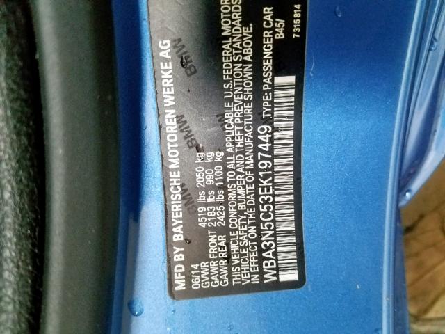 WBA3N5C53EK197449 - 2014 BMW 428 XI BLUE photo 10