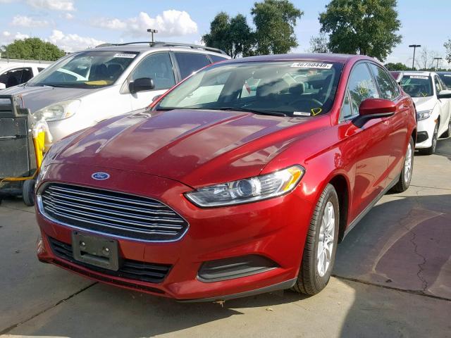 3FA6P0G75FR226901 - 2015 FORD FUSION S RED photo 2