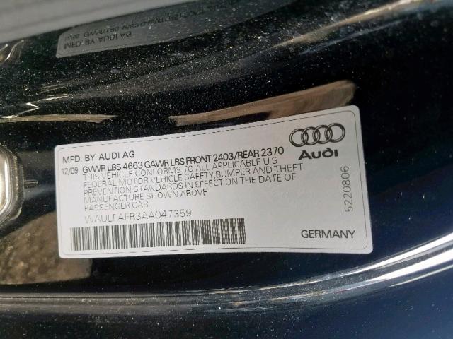 WAULFAFR3AA047359 - 2010 AUDI A5 PREMIUM BLACK photo 10