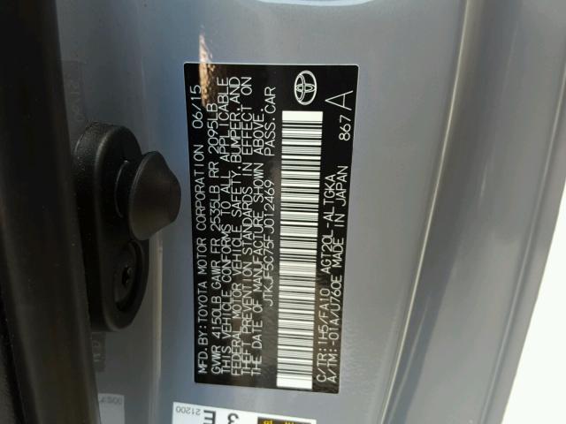 JTKJF5C75FJ012469 - 2015 TOYOTA SCION TC მწვანე ფოტო 10