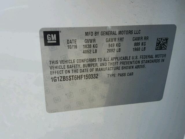 1G1ZB5ST6HF150332 - 2017 CHEVROLET MALIBU LS 白色 照片 10