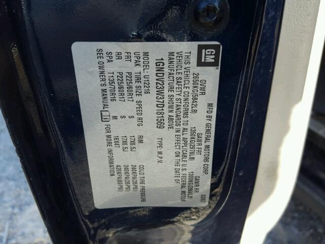 1GNDV23W37D181569 - 2007 CHEVROLET UPLANDER L Qara foto 10