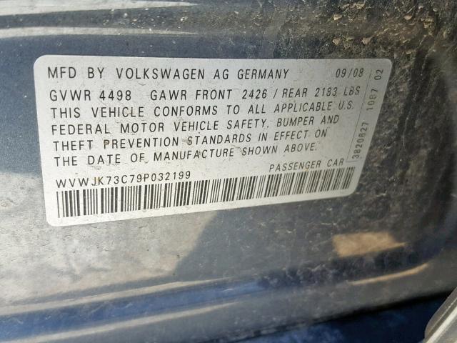 WVWJK73C79P032199 - 2009 VOLKSWAGEN PASSAT TUR GRAY photo 10