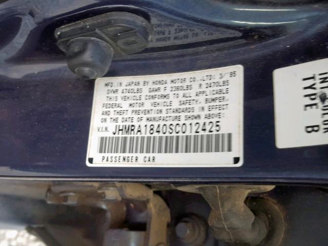 JHMRA1840SC012425 - 1995 HONDA ODYSSEY LX BLUE photo 10